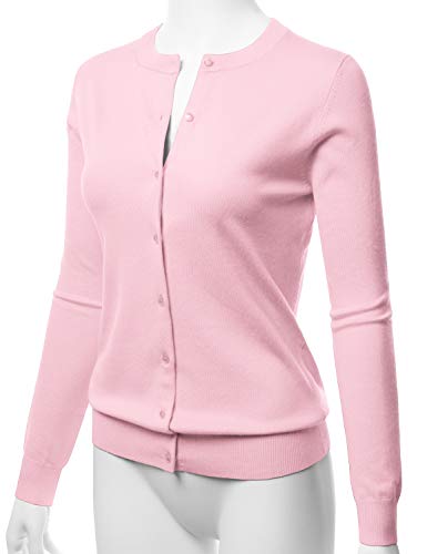 Image of LALABEE Women's Crew Neck Gem Button Long Sleeve Soft Knit Cardigan Sweater