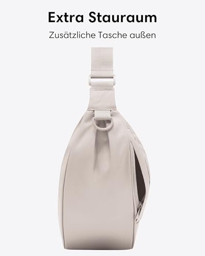 LARKSON Crossbody Bag Damen & Herren Beige - Solveig Large - Große Umhängetasche im Halbmond Style - Halbrunde Schultertasche - Moon Bag Design - Wasserabweisend