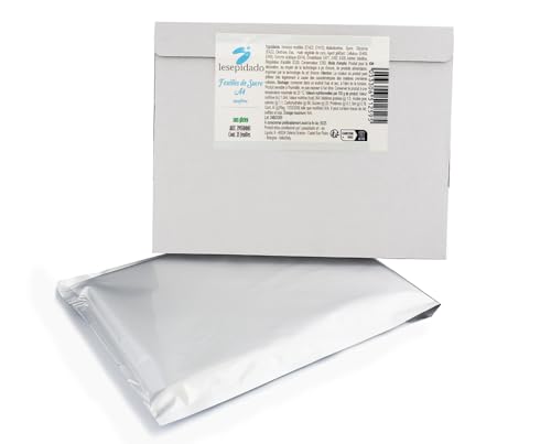 Feuilles de pâte à sucre Lesepidado A4 - NOUVELLE FORMULATION Règlement européen 63/2022 Feuilles moins blanches et plus transparentes - 25 pièces Comestibles,...