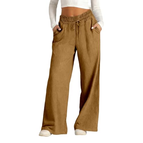 Pantalon large coupe haute avec poches pour un confort quotidien absolu