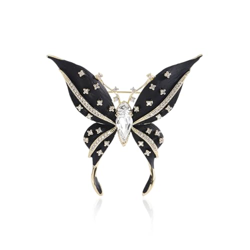 Image of ABJFJE Gold Enamel Crystal Butterfly Brooches for Womne Elegant Rhinestone Pearl Animal Brooch Pins Fashion Jewelry Brooch pin Accessories for Women Gift