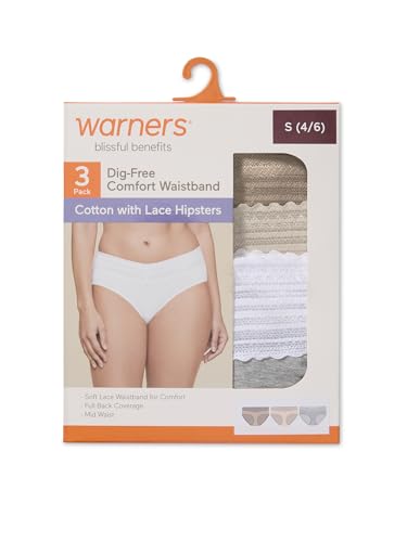 Image of Warner's Women's Blissful Benefits Women's Dig-free Comfort Waist With Lace Cotton Hipster 3-pack