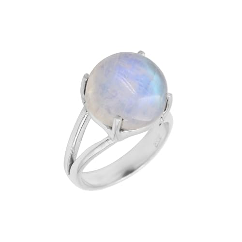 Bague en argent 925 anti-ternissement avec pierre de lune arc-en-ciel