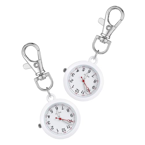 Dulcicasa 2個セット 懐中時計 ナース用 ? 時間表示とストップウォッチ機能付き 丸型ポータブルデザイン (白)