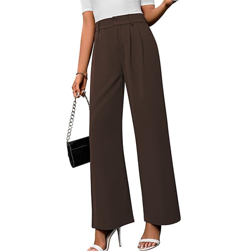 Women High Waist Relaxed Fit Straight Leg Pants Slim