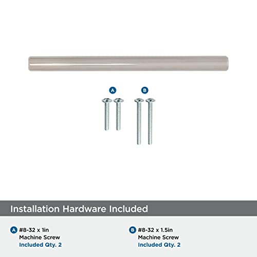 Image of Amerock 3-3 /4 inch Bar Pulls Polished Nickel Drawer Pull | 3-3 /4 inch (96mm) Center-to-Center Mounting Distance and 6-1 /8 inches Overall Length, Durable Carbon Steel Cabinet Hardware