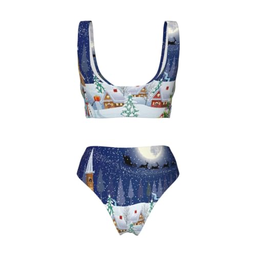 Bikini de Navidad de dos piezas con halter y pantalones cortos para mujer 6