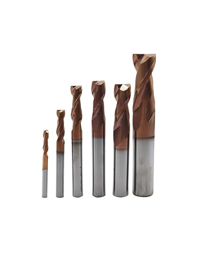 Image of 1 /8 inch 3 /16 inch 1 /4 inch 5 /16 inch 3 /8 inch 1 /2 inch Carbide End Mills Set, 2 Flute, TISIN Coated, Square Nose End Mill Bits for Steel, CNC Router Bits, Center Cutting