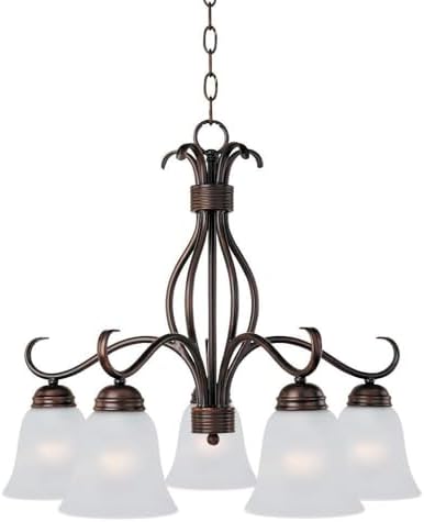 Basix-5 Light Down Light Chandelier in Contemporary style-25 Inches Wide by 21 inches high-Oil Rubbed Bronze Finish -