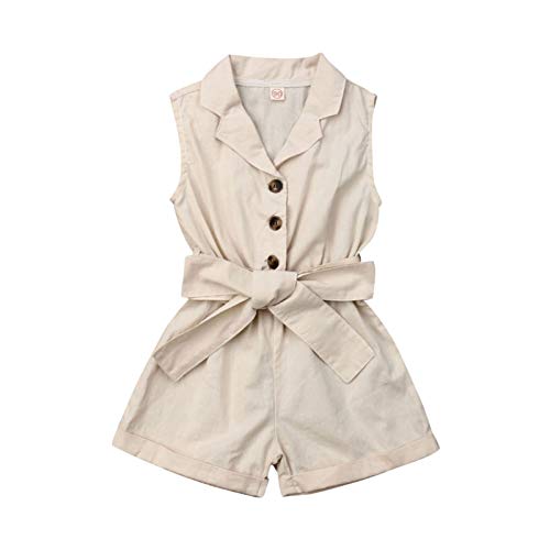 Goocheer Toddler Girl Outfit Sleeveless Romper One Piece Jumpsuit Bodysuit Playsuit Summer Clothes 1-6T (Beige, 5-6T) #TOP7