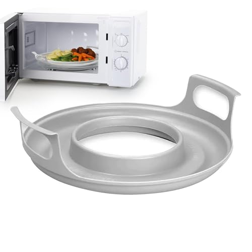 Bandeja para platos para microondas, plato de refrigeración, bandeja para microondas con asa, placas de microondas para calentar alimentos, soporte para platos para tabletas de microondas, sin BPA