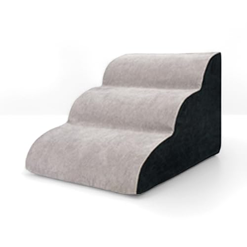 RIXVING犬 階段 ペット スロープ 小型犬用 ソファー ステップ 4段 折りたたみ可能 防滑設計 取り外し可能 ドッグステップ 室内用 犬用ステップ ペット用階段 タフな構造 強力な耐荷重性 (大きな3段スロープ階段,グレーと黒の継ぎ合わせ)