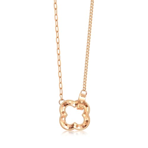 Image of CHOW SANG SANG Delicate Gold 18K Rose Gold MINTY Collection Four-Leaf Clover, Collar Necklace for Women 94361N | 18.5 Inches, (47 CM)