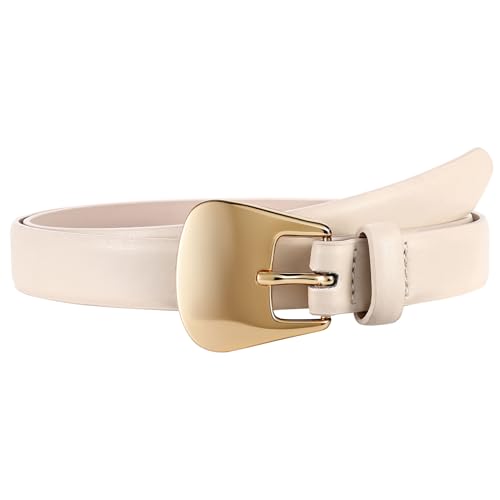 JASGOOD Women Leather Belt For Jeans Pants Skinny Ladies Thin Waist Leather Belt for Dress with Gold Prong Buckle,0.9