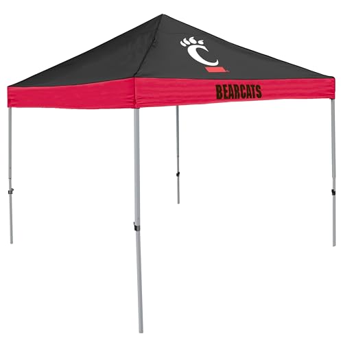 Logo Brands NCAA Cincinnati Bearcats Economy Canopy Tailgate Tent (9' x 9') – Powder-Coated Steel Frame, Water-Resistant Polyester, Team Color Design