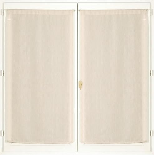 Atout Ciel Paire de voilages reliefés avec Passe-Tringle prêts à Poser, 2X 60x90cm, Beige