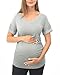 Rnxrbb Long Enough Maternity Shirts Short Sleeve Summer Pregnancy Tops& Tees Clothes V Neck Casual Outfits for Women 3 Pack,Pink Black Gray M