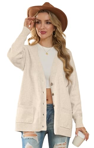 GRECERELLE Women's 2024 Fall Cardigan Sweaters Oversized Open Front Button Knit Outwear Coats with Pockets2