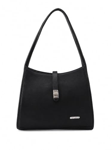 Image of Celtic Genuine Leather Shoulder Bag with Zip Closure Spacious Main Compartment and Long Shoulder Straps for Work Travel and Daily Use | Black |Gifts for Women