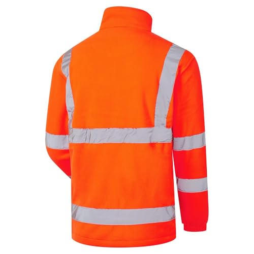 Expert Workwear Hi Vis Viz Visibility Fleece Jacket with Zip Fastening Safety Work Mens Warm Top