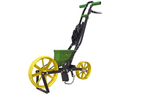 John Deere 3 lb Garden Seeder with 7 Seed Plates Seed Planter for Prepared Soil with Adjustable Row Marker and Rear Wheel Design