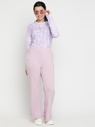 Image of Li'l Tomatoes Girls Flarred Trackpant | 100% Looper Fabric | Elastic Waist | Straight Fit Casual Wear | Soft & Warm | 9-16 Years