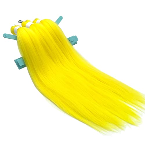 Yellow Braiding Hair Pre Stretched 26 Inch Long Prestretched Prestressed Braiding Hair Synthetic Fake Colored Hair Extensions For Braiding Twist Box Braids Crochet Hair (Yellow Braids 3 Packs) #TOP4