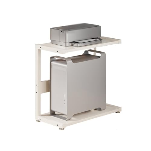 Soporte para CPU móvil con ruedas bloqueables, estante doble resistente para oficina y escritorio de juegos (Blanco) (Pequeño) miniatura 1
