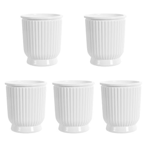 Yunmeryker 5 Piezas Macetas Autorriego Maceteros de Plantas Macetas Hidropónicas Macetas Jardinería Material Pet PP Adecuado para Decoración Balcón Oficina Hogar, White 10.8x12cm