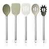 COOK WITH COLOR Silicone Cooking Utensils, 5 Pc Kitchen Utensil Set, Easy to Clean Silicone Kitchen Utensils, Cooking Utensils for Nonstick Cookware, Kitchen Gadgets Set (Green Ombre)
