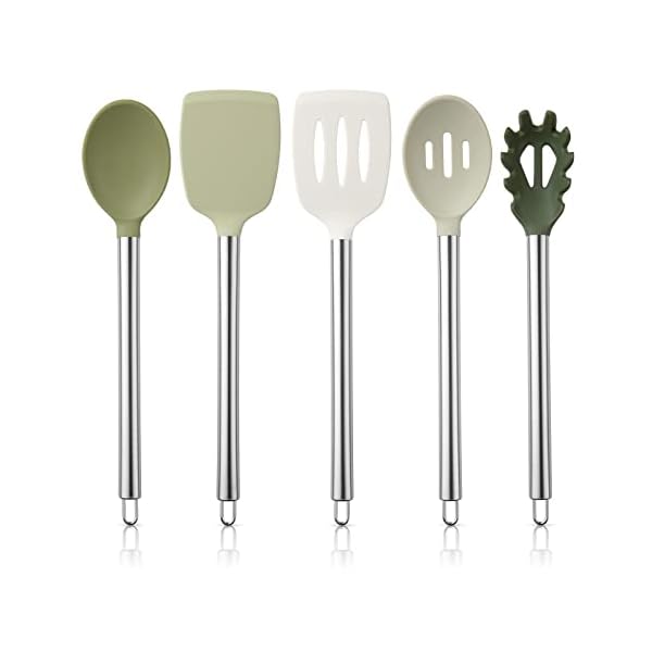COOK WITH COLOR Silicone Cooking Utensils, 5 Pc Kitchen Utensil Set, Easy to Clean Silicone Kitchen Utensils, Cooking Utensils for Nonstick Cookware, Kitchen Gadgets Set (Green Ombre) COOK WITH COLOR Silicone Cooking Utensils, 5 Pc Kitchen Utensil Set, Easy to Clean Silicone Kitchen Utensils, Cooking Utensils for Nonstick Cookware, Kitchen Gadgets Set (Green Ombre)