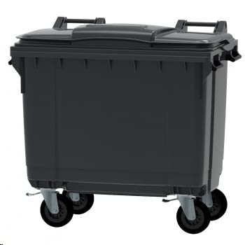 ESE Conteneur à déchets Professionnel 660 L - Robuste et éco-Responsable 100% recyclé - Poubelle 4 Roues dont 2 avec Frein - Anthracite – Fabriqué en France