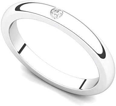 Juno Jewelry 14k White Gold Bezel Set Diamond Wedding Band Ring (G-H/SI, 0.03 ct.), 6