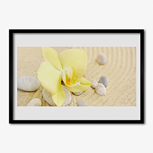 Affiche avec cadre murale salon chambre cuisine 100x70 cadre en MDF fleurs