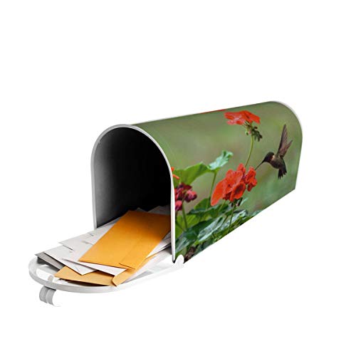 Mount Hour Hummingbirds Birds Spring Summer Red Flowers Blossom Mailbox Covers Magnetic Floral Post Box Cover Wraps Standard Size 21X18 Inches For Garden Yard Decor #TOP4