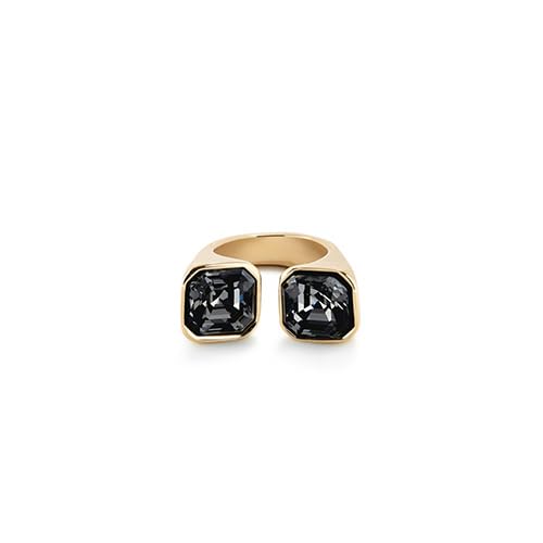 Bague or 18 carats avec cristal noir facetté UNOde50, l'élégance sans compromis