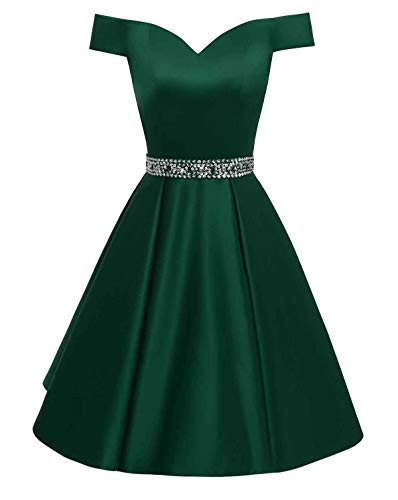 Changuan Women s Short Beaded Prom Dresses Off The Shoulder Backless Homecoming Dress Dark Green-14
