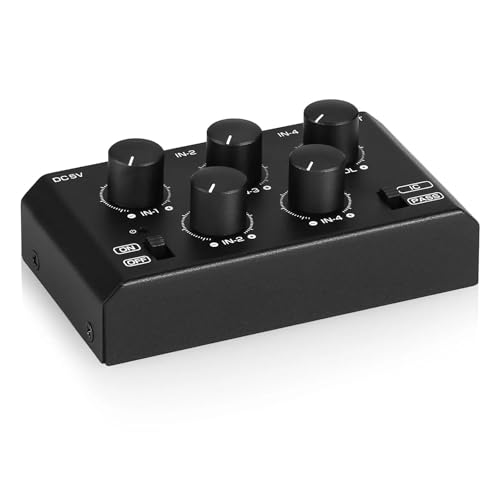 Mini mezclador de audio estéreo de 4 canales ultra bajo nivel de ruido para hogar/estudio/bar