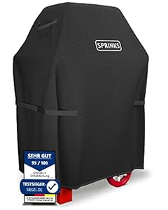 SPRINKS® Grillabdeckung WETTERFEST Grill Abdeckhaube Hochwertige Abdeckung für Weber, Napoleon, Enders - EXTRA Griffen Gasgrill Oxford 600D Gewebe [77x67x110cm] - Grill Cover (Schwarz)
