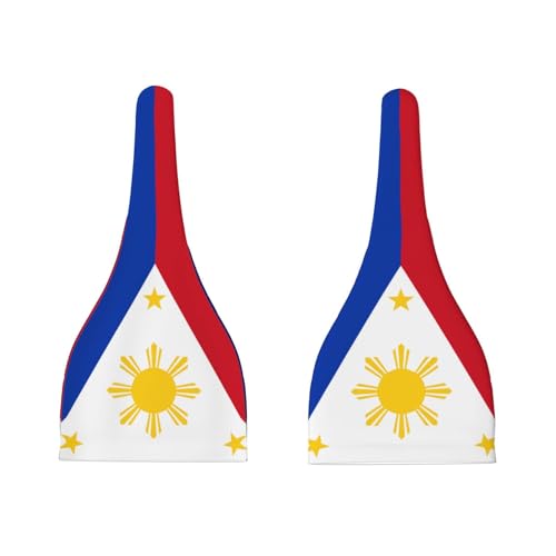 Newborn Baby Hat, Philippine Flag Print Soft Top Knot Beanie Cap, Cute Baby Headwear for 0-6 Months Black3