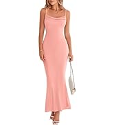 PRETTYGARDEN Women's 2026 Summer Maxi Dress Spaghetti Strap Mesh Slip Bodycon Dress Cowl Neck Coc...