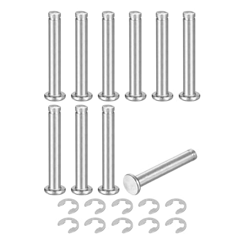 QUARKZMAN 10Set M6x40mm Perno Posizionamento Cilindrico Elastico Albero Acciaio Inossidabile 304, Perno Posizione Cilindro Cerniera Scanalato Testa Piatta con Ring Fissaggio Clip E, Argento