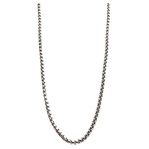 Dubai Collections Box Round Rolo chain 3mm Fine 14k White Gold Necklace Women Men Jewelry Strong Solid plated Clasp Gift with Lobster (22.00) (20) Cover