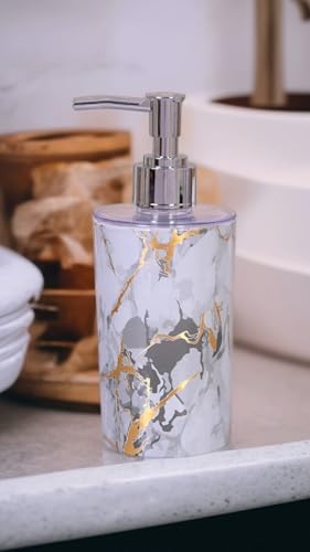 Image of Liquid Soap Dispenser|Sanitizer Dispenser, Lotion, Shampoo Dispenser | Handwash Bottle for Kitchen | Soap Dispenser for Wash Basin 17 * 11 * 6cm 300ML (Marble White)