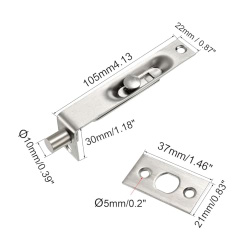 UXCELL 4 Inch Stainless Steel Flush Bolt, Concealed Slide Lock Latch for Wood Composite and Double Doors, Silver Tone
UX