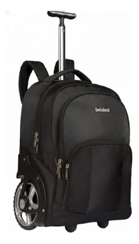 Mochila de Rodas Grandes para Escola e Faculdade, Preta, com Alça Telescópica, Ideal para Viagem e Uso Diário