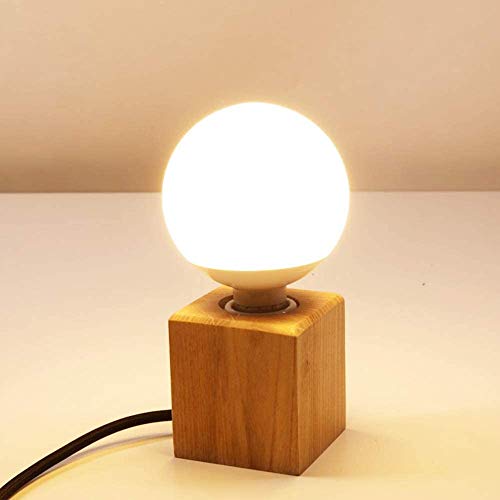 Mengjay Lampada da tavolo moderna E27 Lampada da scrivania in legno Lampada da comodino diamantata per la casa/camera da letto/soggiorno arredamento EU-Plug Base in legno (A)