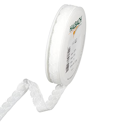Halbach Seidenbänder Hearts Lace Ribbon White 15 mm x 20 m Lace Sold by the Metre on Roll as Ribbon for Weddings Sewing or Table Decoration Lace Trim Lace Fabric for DIY Crafts