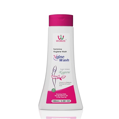Womize Vgine Intimate Wash for Women 100 ml | pH Balanced Feminine Hygiene with Lactic Acid Tea Tree Oil Sea Buckthorn | Daily Freshness Gentle Intimate Care Paraben Free