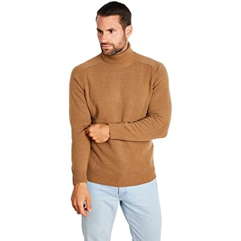 Jack Stuart - Men's Saddle Shoulder Turtleneck Jumper Wool Blend (Beige, L) Cover